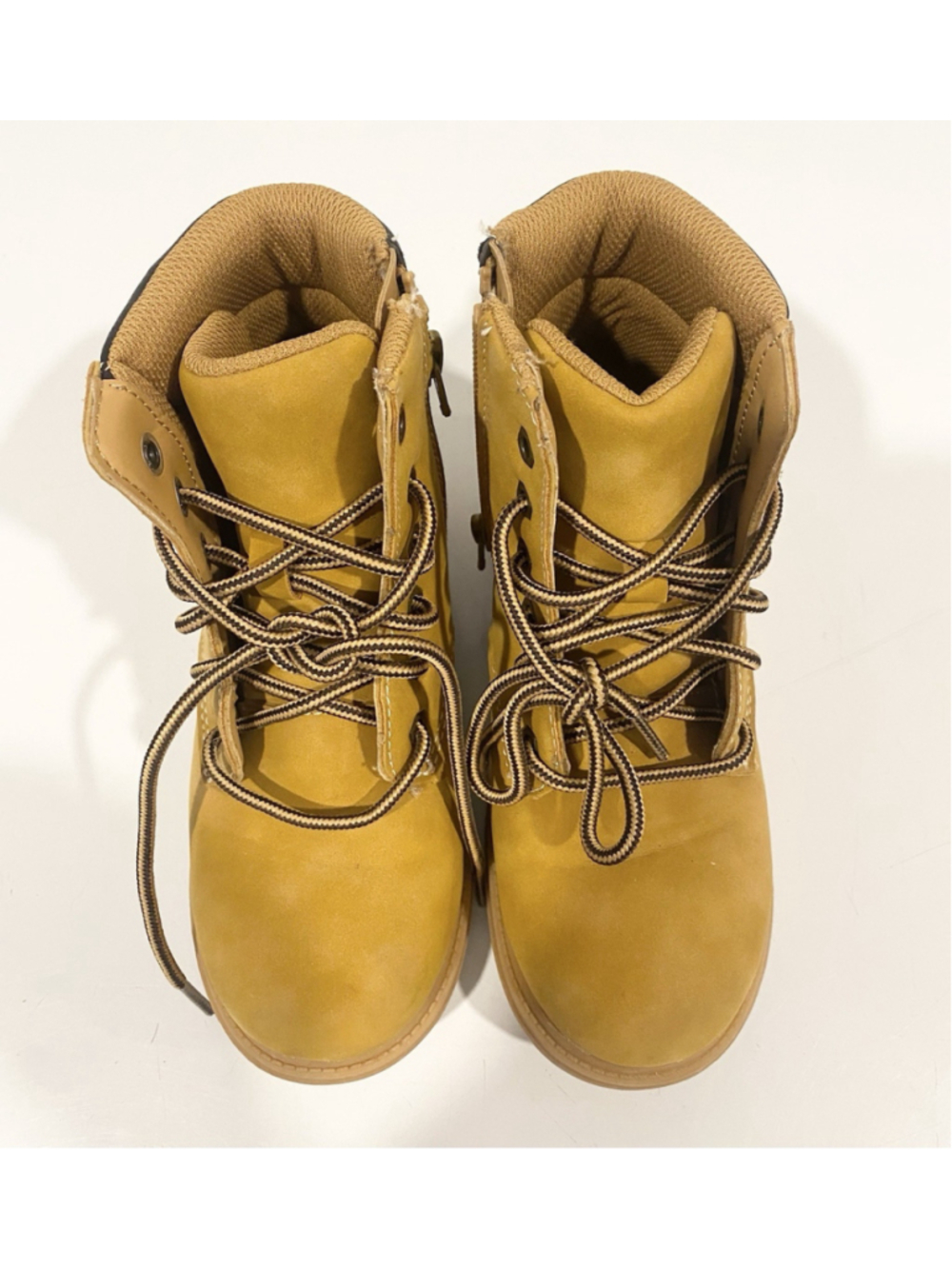George Kids Size 12 Tan Wheat Work Boots Lace Up Side Zip Lug Sole - Picture 2 of 7